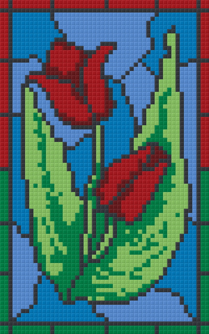 Tulip Stained Glass Window Two [2] Baseplate PixelHobby Mini-mosaic Art Kit image 0